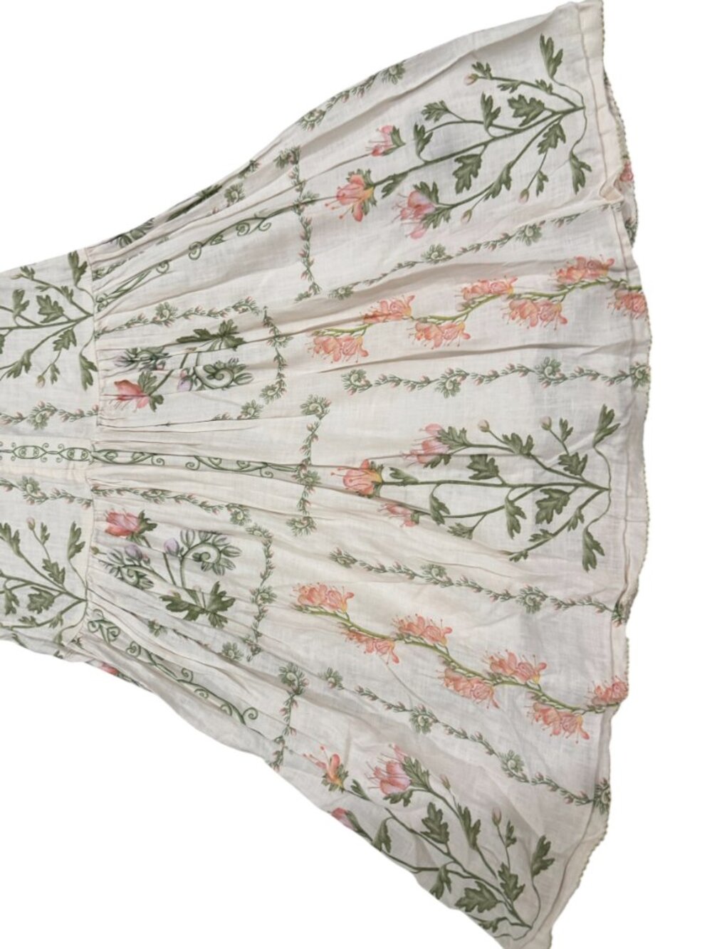 Agua Bendita Cream Floral Midi Dress with Pink & Green Botanicals - Picture 7 of 14